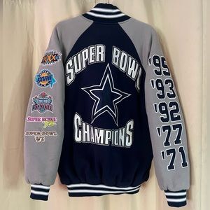 Vintage Dallas Cowboys NFL Super Bowl Patch Jacket Rare!!!